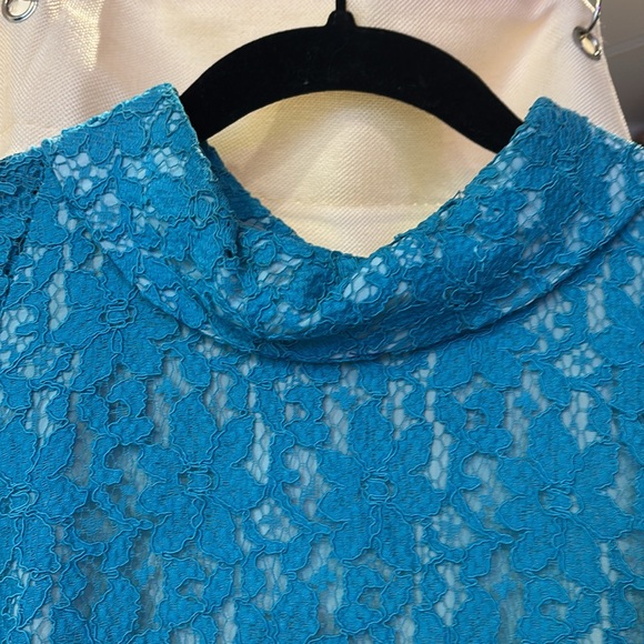 Vintage Turquoise Lace Dress - Picture 3 of 4